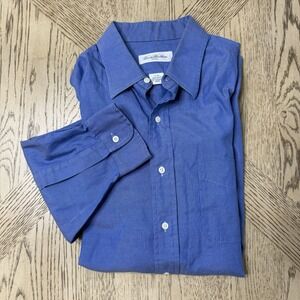 Brooks Brothers‎ Makers XL 17-33 Blue Sheen Button Front Shirt Made In USA